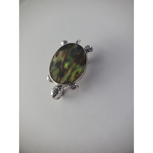 Vintage Brooch Turtle Shell Silver Tone Reptile Jewelry Costume - Picture 4 of 10